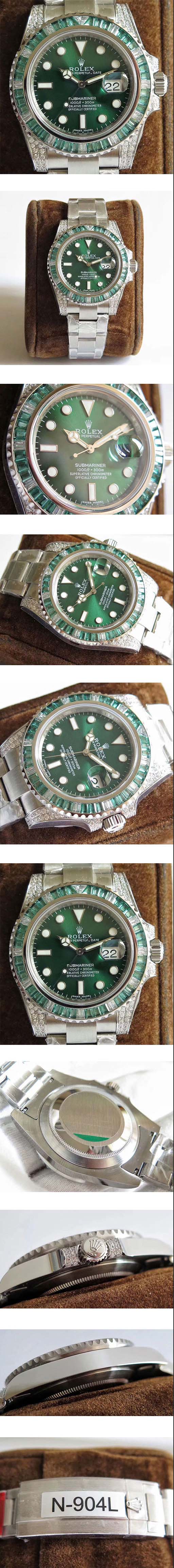 優等商品 NOOB工場最高ROLEXコピー サブマリーナーAsian2836 ムーブメント搭載 Automatic グリーン デイト