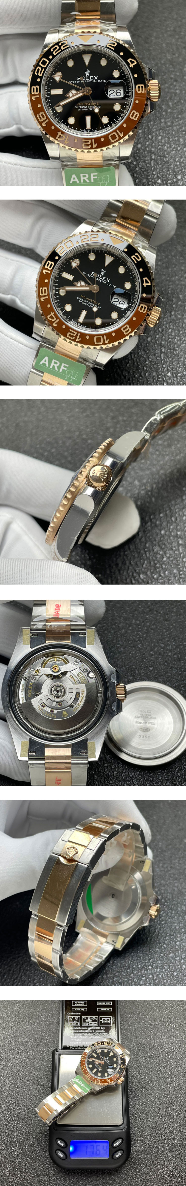 【ARF製加重版】最強のロレックスコピー新品 M126711CHNR-0002 GMTマスター 40mm コンビ エバーローズゴールド