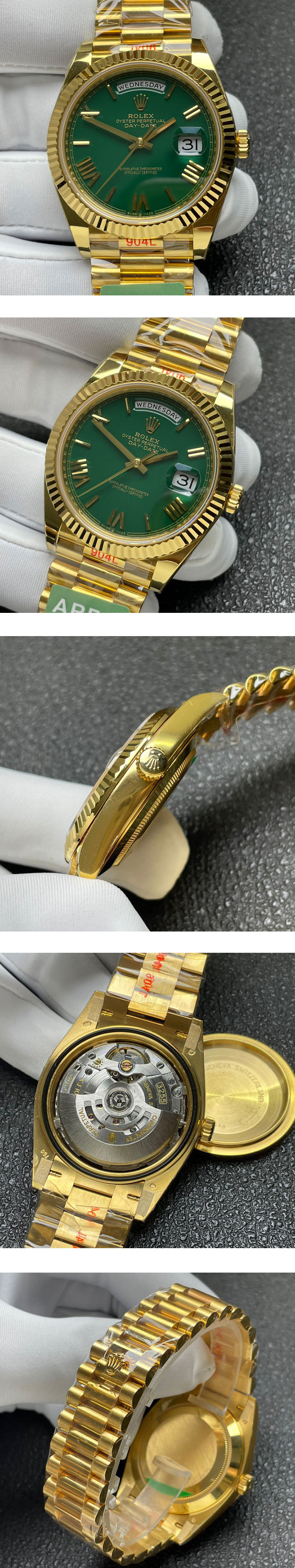 【ARF製加重版】最強のロレックスコピーM228238-0061 デイデイト 40mm グリーン 3255搭載 紳士腕時計
