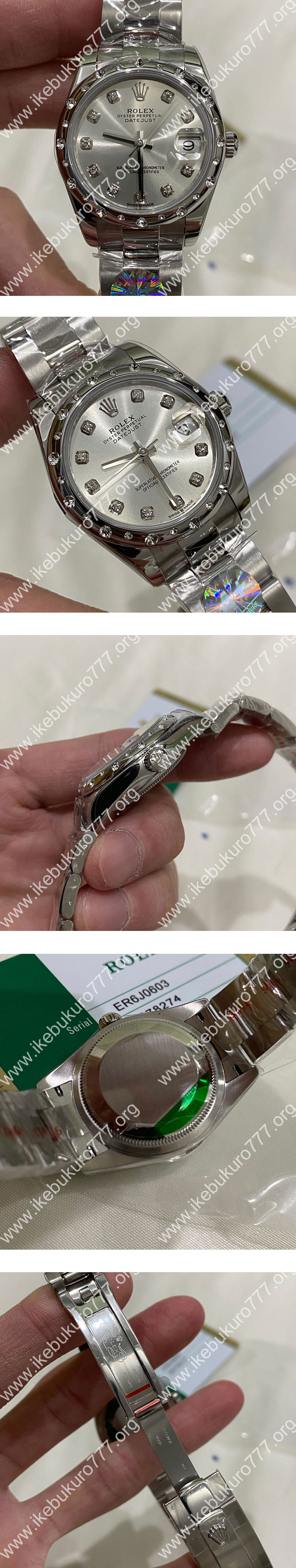 A+メーカー製 ロレックスコピーM278344RBR-0031 デイトジャスト 31mm シルバー ベゼルダイヤ レディス