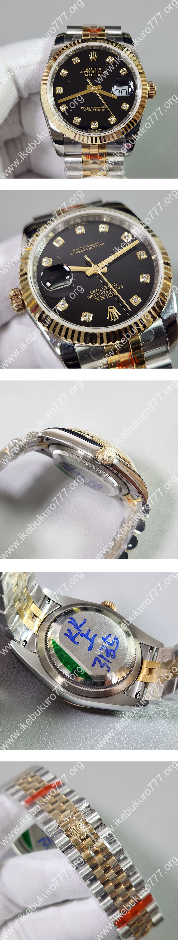 【GM製 3135搭載】 ロレックスコピー デイトジャスト 116233G ブラック 18K 砲金 全国屈指の品揃え