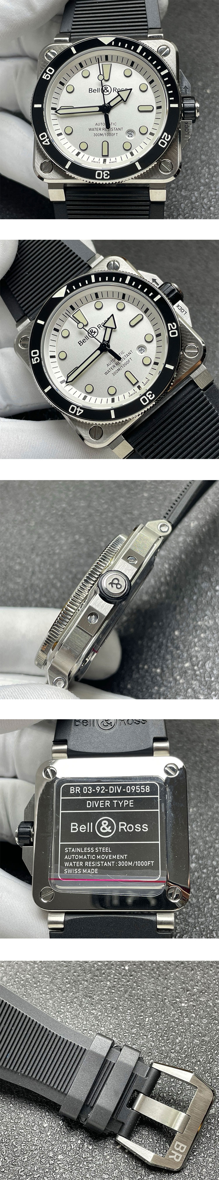 BR製 ベル&ロススーパーコピー時計メンズ BR-03 ダイバー300m DIVER BR0392 D WH ST SRB ホワイト文字盤