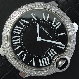 ご信頼老舗カルティエ バロンブルー 46mm316Fステンレス(ブラック文字盤)