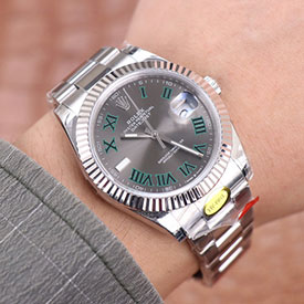 ロレックスコピー デイトジャスト  M126334-0021 グレー/グリーン ローマ 3235ムーブメント搭載！41mm