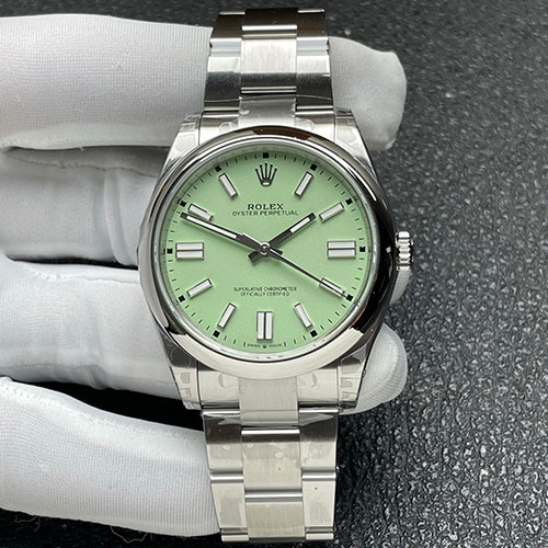 (VS製)ロレックスコピー  M134300-0006 オイスターパーペチュアル ケース径41mm ピスタチオグリーン